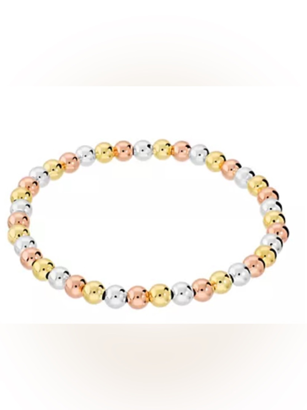 Tri-Tone Beaded Stretch Bracelet - Gold, Silver & Rose Gold